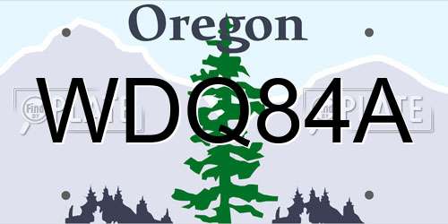 WDQ84A Oregon License Plate
