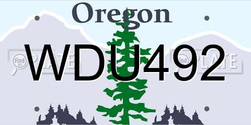 WDU492 Oregon License Plate