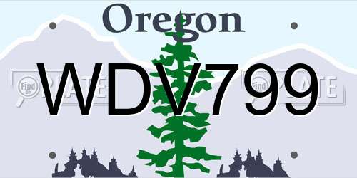 WDV799 Oregon License Plate