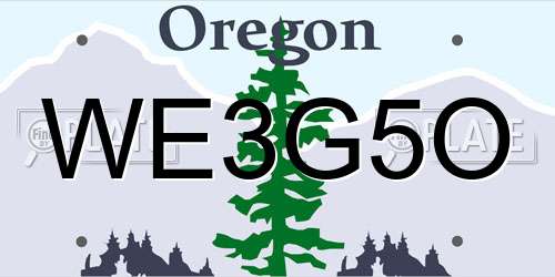 WE3G5O Oregon License Plate