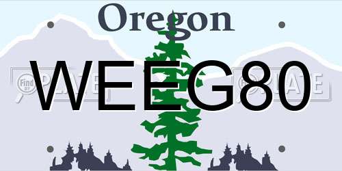 WEEG80 Oregon License Plate