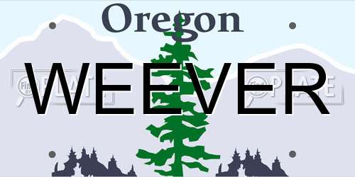 WEEVER Oregon License Plate
