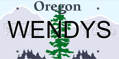 WENDYS Oregon License Plate