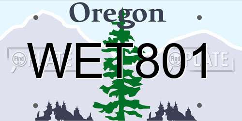 WET801 Oregon License Plate