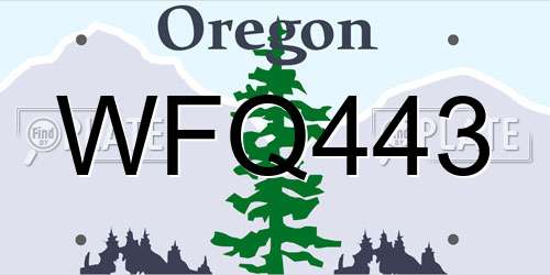 WFQ443 Oregon License Plate