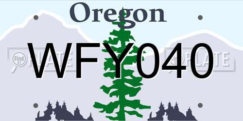 WFY040 Oregon License Plate