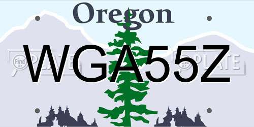 WGA55Z Oregon License Plate