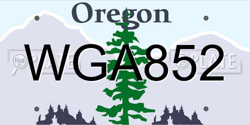 WGA852 Oregon License Plate