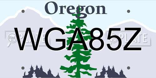 WGA85Z Oregon License Plate