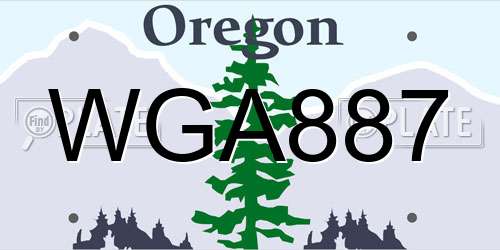 WGA887 Oregon License Plate