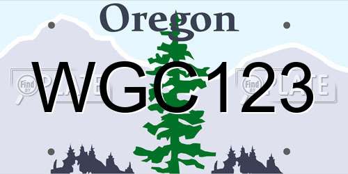WGC123 Oregon License Plate