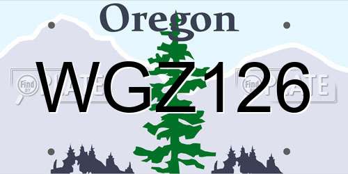 WGZ126 Oregon License Plate