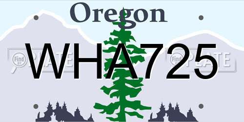 WHA725 Oregon License Plate