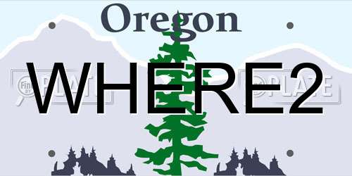 WHERE2 Oregon License Plate