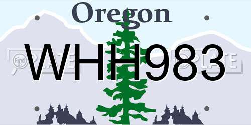 WHH983 Oregon License Plate
