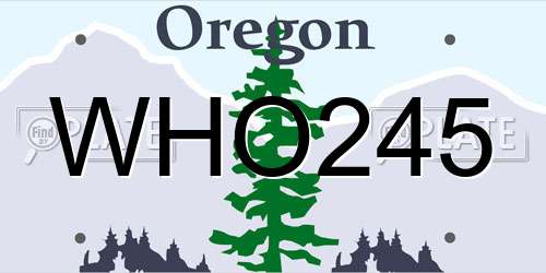 WHO245 Oregon License Plate
