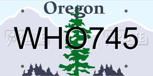 WHO745 Oregon License Plate