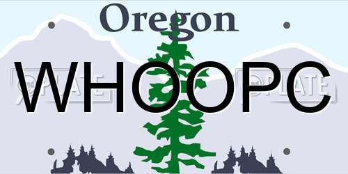 WHOOPC Oregon License Plate