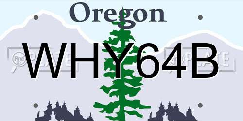 WHY64B Oregon License Plate