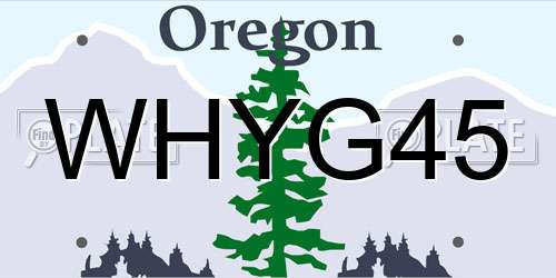 WHYG45 Oregon License Plate