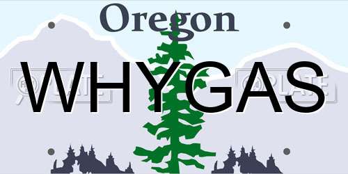 WHYGAS Oregon License Plate