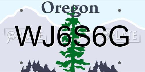 WJ6S6G Oregon License Plate