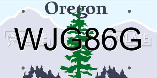 WJG86G Oregon License Plate