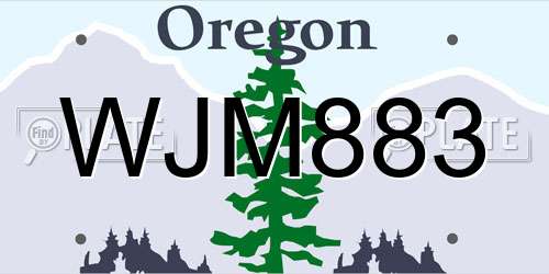 WJM883 Oregon License Plate