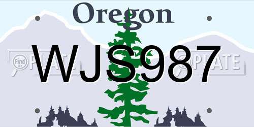 WJS987 Oregon License Plate
