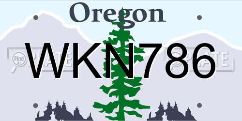 WKN786 Oregon License Plate