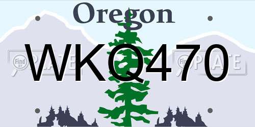 WKQ470 Oregon License Plate