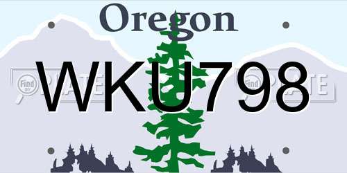 WKU798 Oregon License Plate