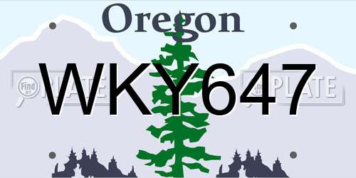 WKY647 Oregon License Plate