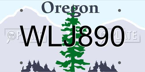 WLJ890 Oregon License Plate