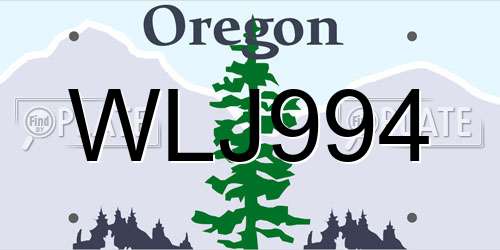WLJ994 Oregon License Plate