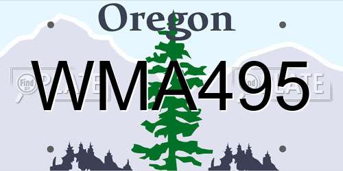 WMA495 Oregon License Plate