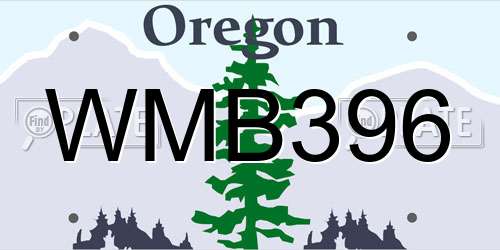 WMB396 Oregon License Plate