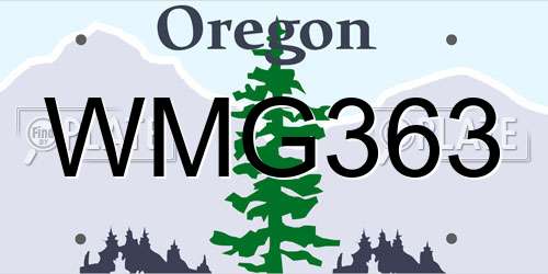WMG363 Oregon License Plate
