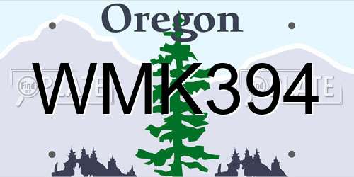WMK394 Oregon License Plate