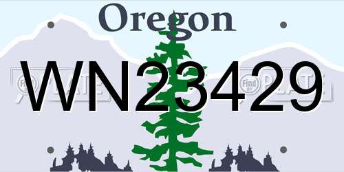 WN23429 Oregon License Plate