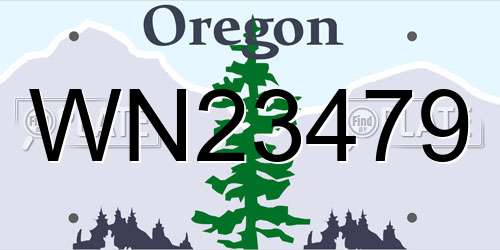 WN23479 Oregon License Plate