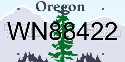 WN88422 Oregon License Plate