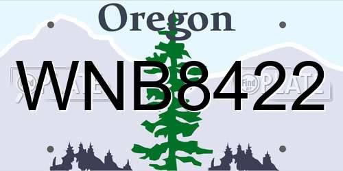 WNB8422 Oregon License Plate