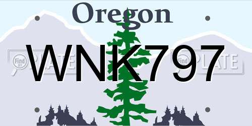 WNK797 Oregon License Plate