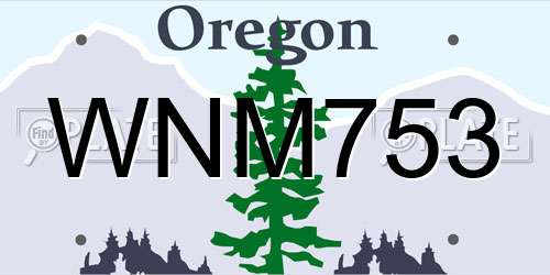 WNM753 Oregon License Plate