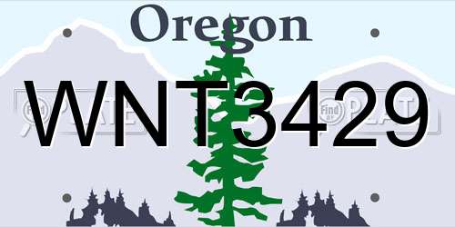 WNT3429 Oregon License Plate