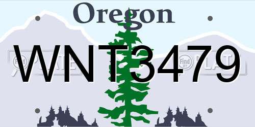 WNT3479 Oregon License Plate