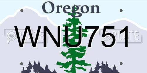 WNU751 Oregon License Plate
