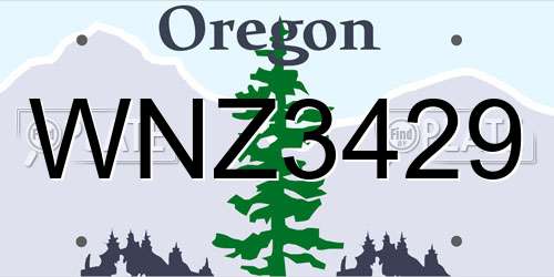 WNZ3429 Oregon License Plate
