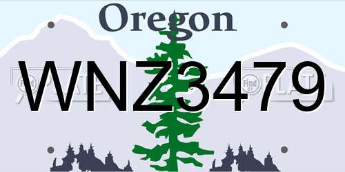 WNZ3479 Oregon License Plate